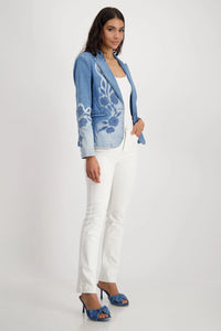 MONARI | DENIM BLAZER WITH FLORAL PATTERN - JEANS 409495