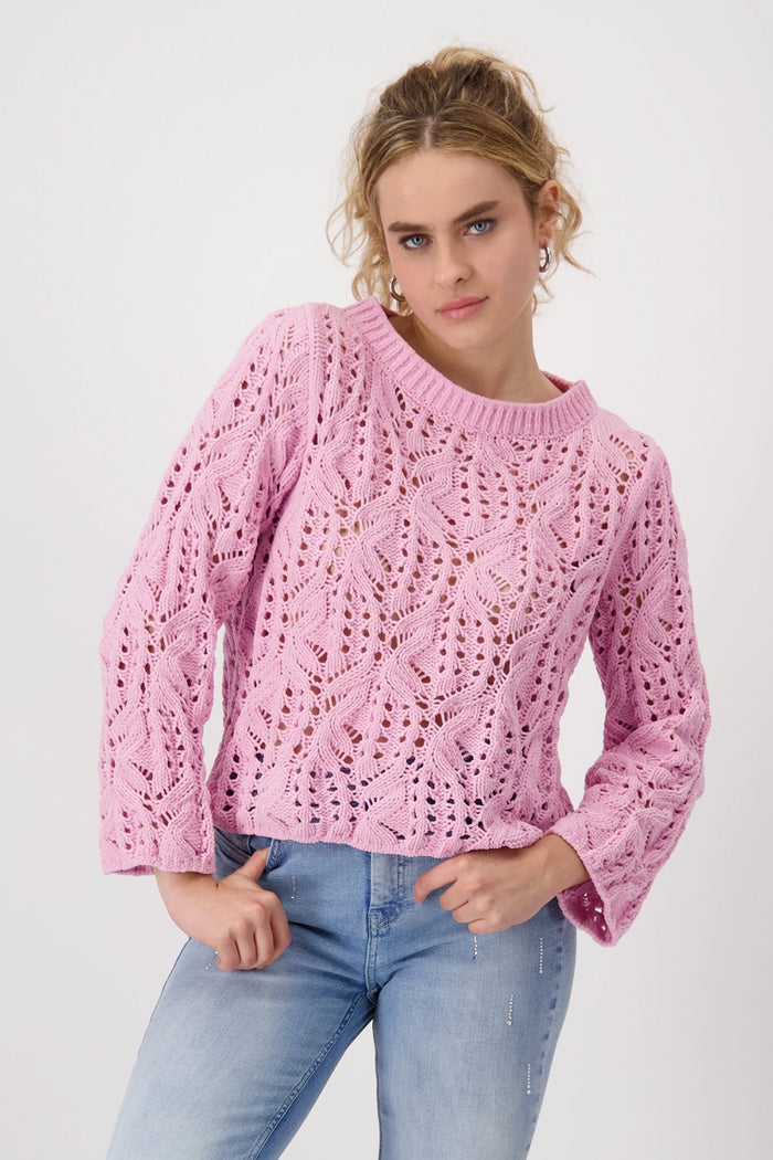 MONARI | CHENILLE SWEATER AJOUR - BUBBLEGUM 409520