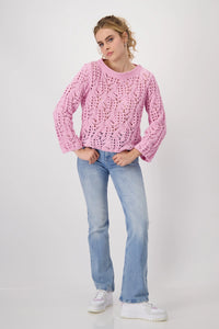 MONARI | CHENILLE SWEATER AJOUR - BUBBLEGUM 409520