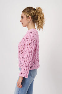 MONARI | CHENILLE SWEATER AJOUR - BUBBLEGUM 409520
