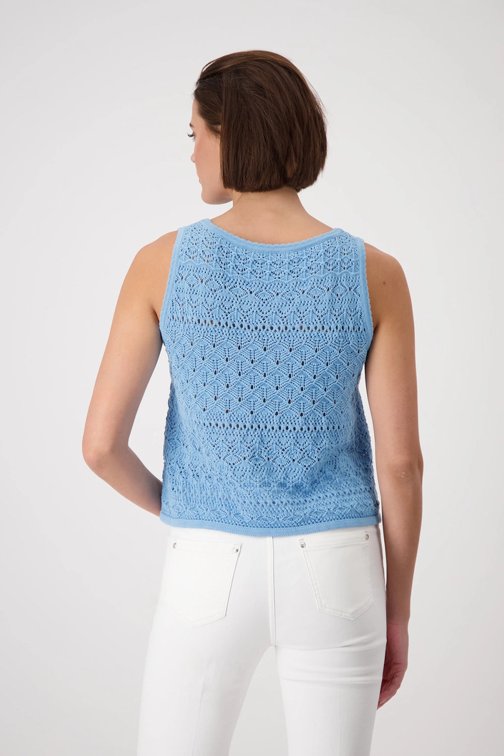MONARI | AJOUR KNITTED TOP - SPRING WATER 409525
