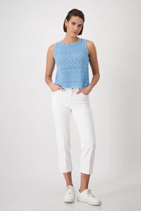 MONARI | AJOUR KNITTED TOP - SPRING WATER 409525