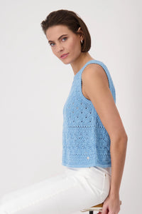 MONARI | AJOUR KNITTED TOP - SPRING WATER 409525