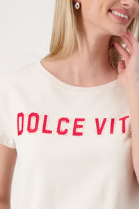 MONARI | ROUND NECK DOLCE VITA - SEASHELL 409705