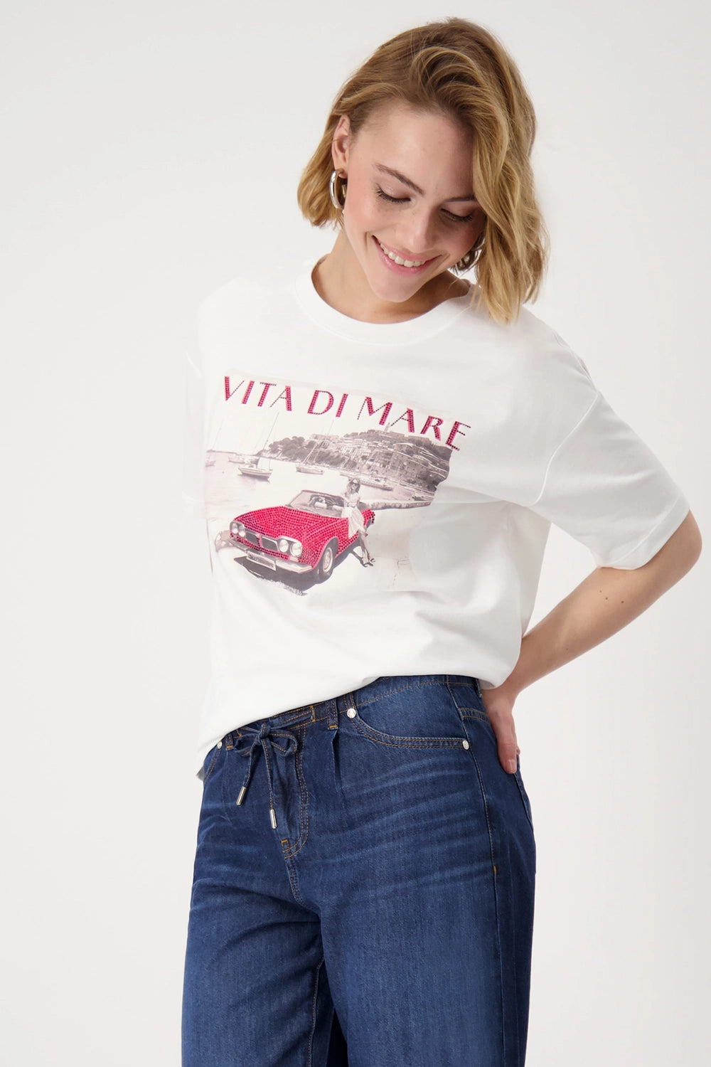 MONARI | R/N T-SHIRT CAR DECORATED - CREAM 409706