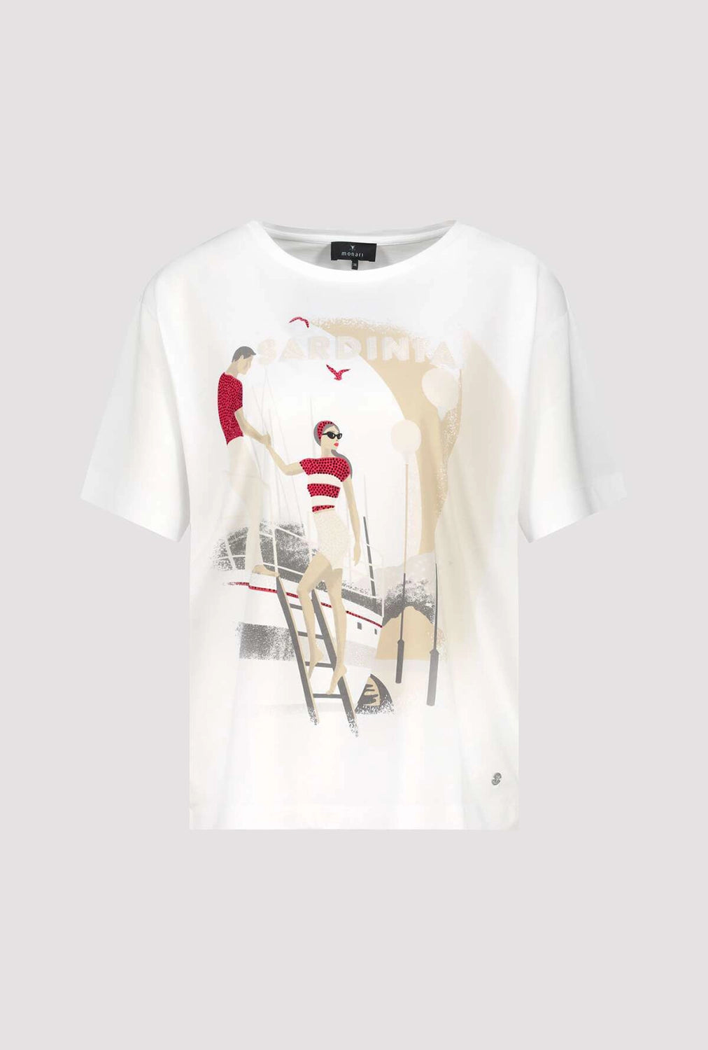 MONARI | ROUND NECK T-SHIRT SAILBOAT - CREAM 409727
