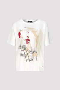 MONARI | ROUND NECK T-SHIRT SAILBOAT - CREAM 409727