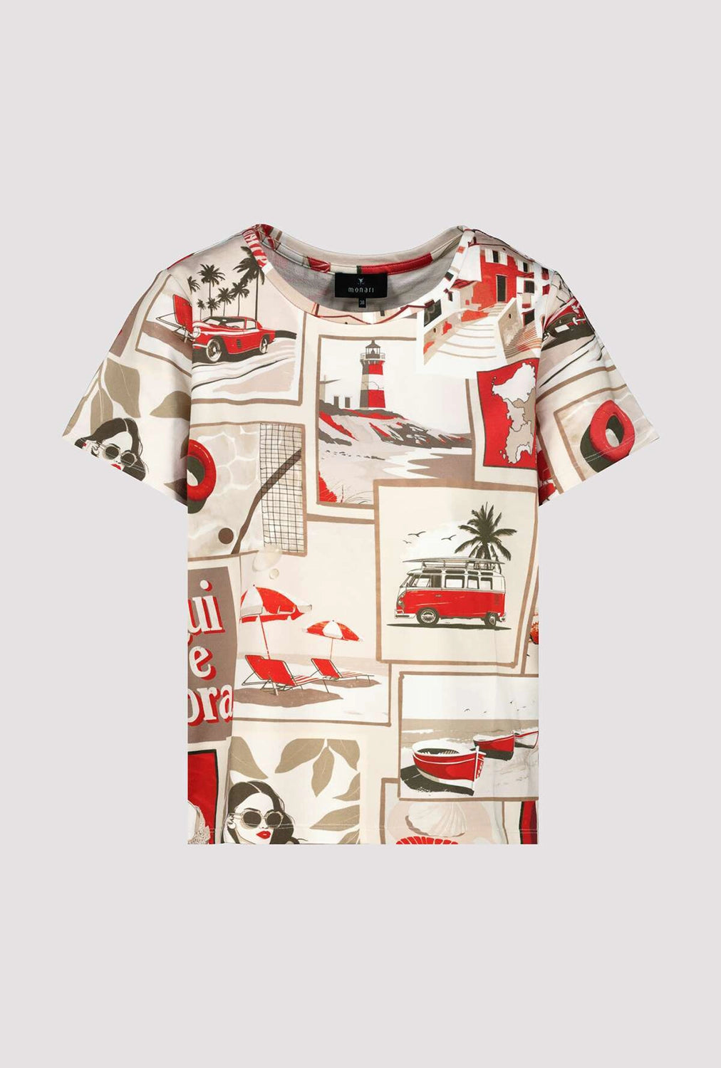 MONARI | R/N T-SHIRT POLAROID ALLOVER - RED PATTERN 409742
