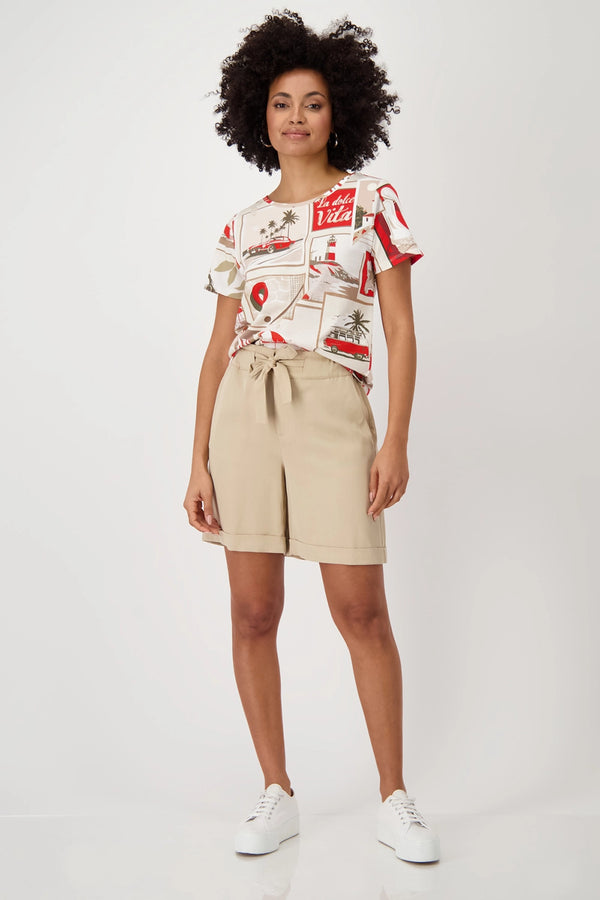 MONARI | R/N T-SHIRT POLAROID ALLOVER - RED PATTERN 409742