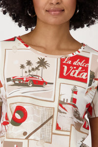 MONARI | R/N T-SHIRT POLAROID ALLOVER - RED PATTERN 409742