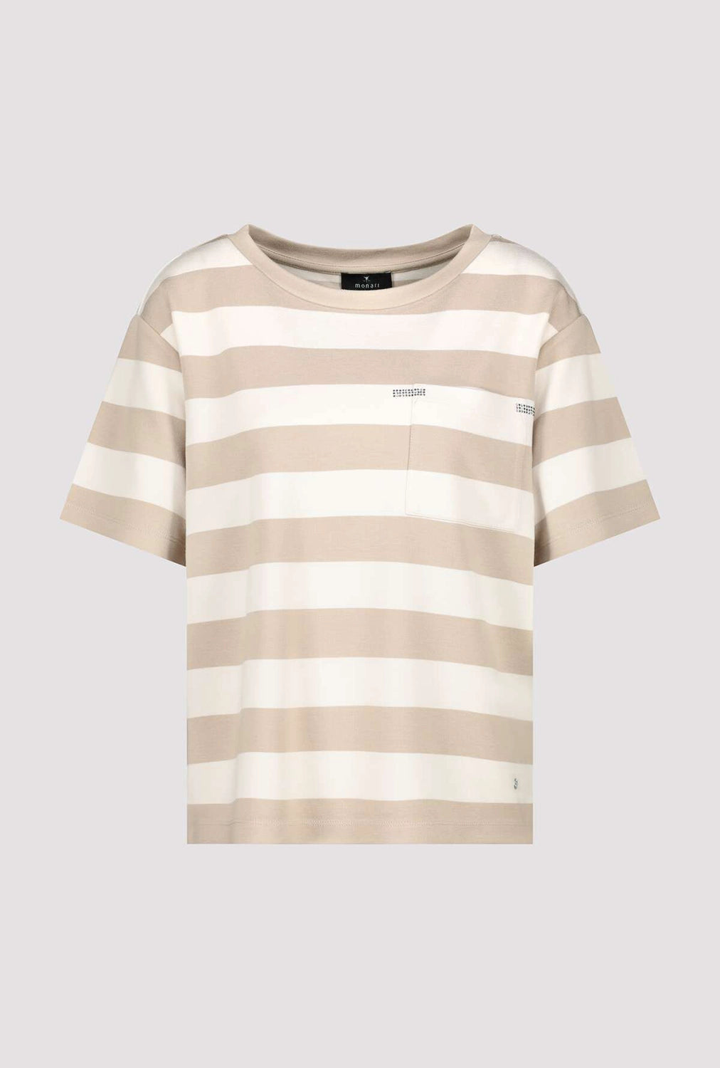 MONARI | ROUND NECK BLOCK STRIPES - CAMEL STP 409902