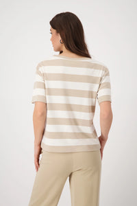 MONARI | ROUND NECK BLOCK STRIPES - CAMEL STP 409902