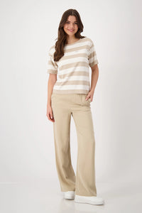 MONARI | ROUND NECK BLOCK STRIPES - CAMEL STP 409902