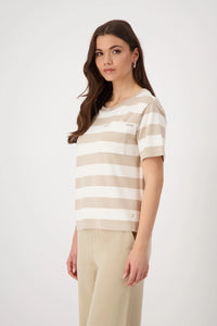 MONARI | ROUND NECK BLOCK STRIPES - CAMEL STP 409902