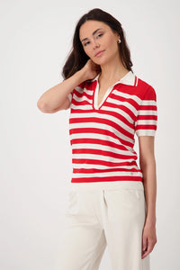 MONARI | POLO T-SHIRT PULLOVER STP - RED STRIPED 409960