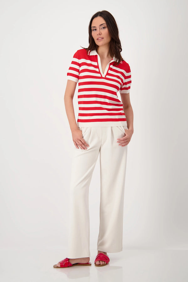 MONARI | POLO T-SHIRT PULLOVER STP - RED STRIPED 409960