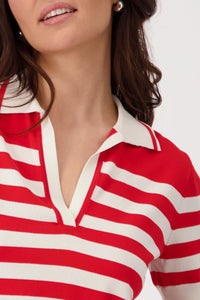 MONARI | POLO T-SHIRT PULLOVER STP - RED STRIPED 409960