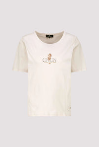 MONARI | T-SHIRT WITH RHINESTONES - CHAMPAGNE BEIGE 410081