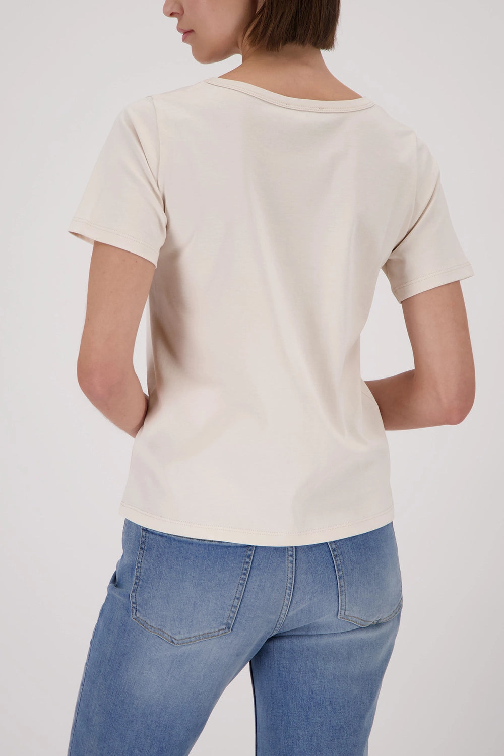 MONARI | T-SHIRT WITH RHINESTONES - CHAMPAGNE BEIGE 410081