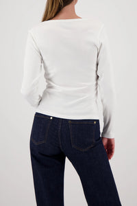 MONARI | LONG-SLEEVE SHIRT WITH BUTTON PLACKET - OFF-WHITE 410104