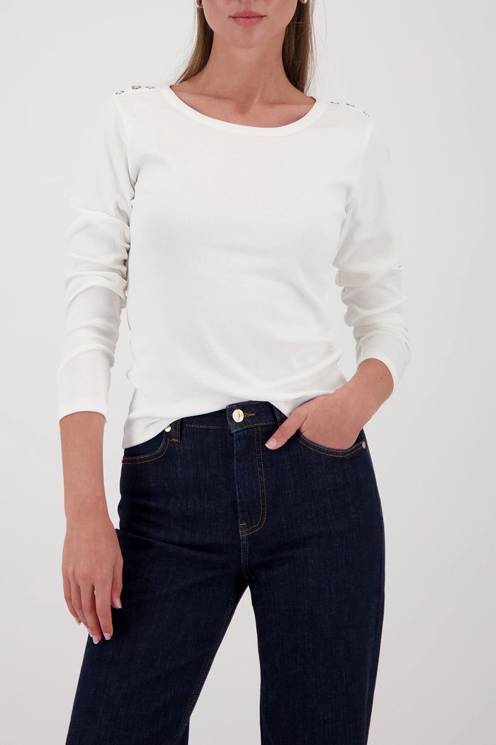 MONARI | LONG-SLEEVE SHIRT WITH BUTTON PLACKET - OFF-WHITE 410104