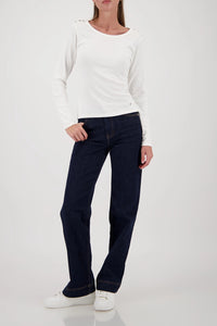 MONARI | LONG-SLEEVE SHIRT WITH BUTTON PLACKET - OFF-WHITE 410104