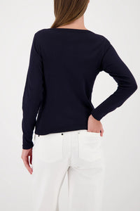 MONARI | LONG-SLEEVE SHIRT WITH BUTTON PLACKET - MARINE 410104