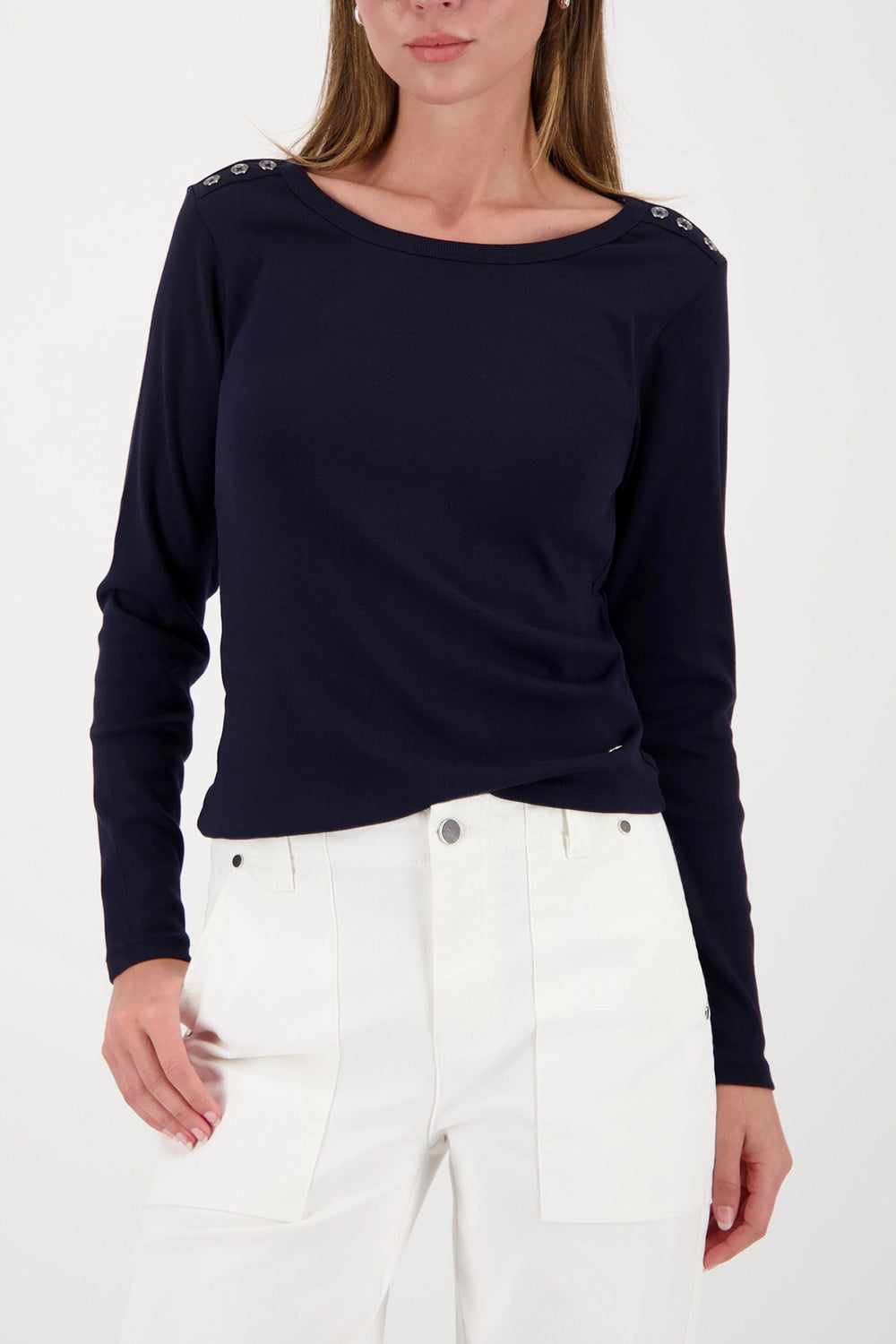 MONARI | LONG-SLEEVE SHIRT WITH BUTTON PLACKET - MARINE 410104
