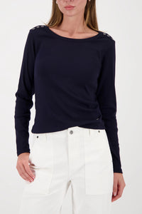 MONARI | LONG-SLEEVE SHIRT WITH BUTTON PLACKET - MARINE 410104