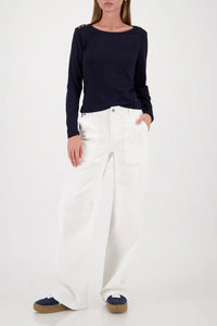 MONARI | LONG-SLEEVE SHIRT WITH BUTTON PLACKET - MARINE 410104