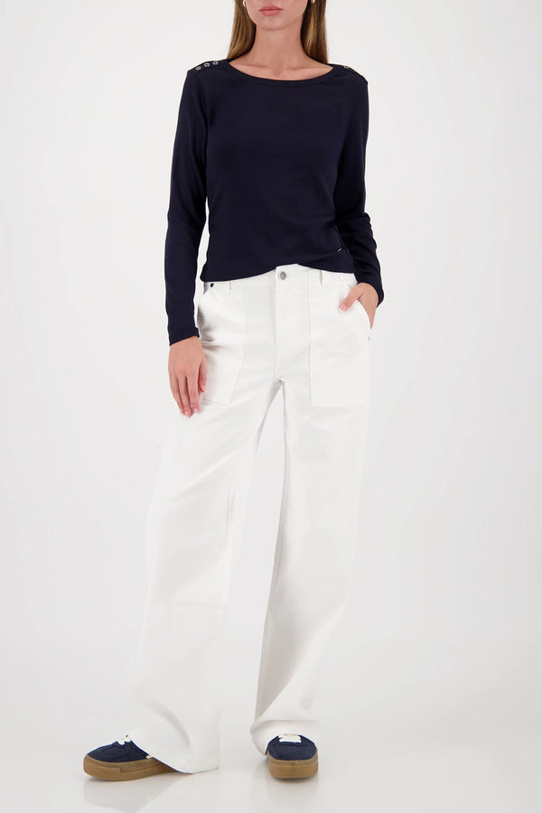 MONARI | LONG-SLEEVE SHIRT WITH BUTTON PLACKET - MARINE 410104