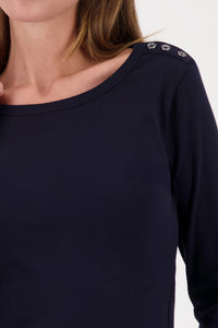 MONARI | LONG-SLEEVE SHIRT WITH BUTTON PLACKET - MARINE 410104