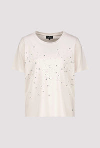 MONARI | T-SHIRT WITH RHINESTONE AND BEAD DETAILS - CHAMPAGNE BEIGE 410112