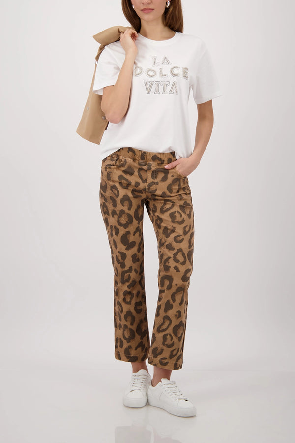 MONARI | T-SHIRT WITH DECORATIVE LETTERING - OFF-WHITE 410183