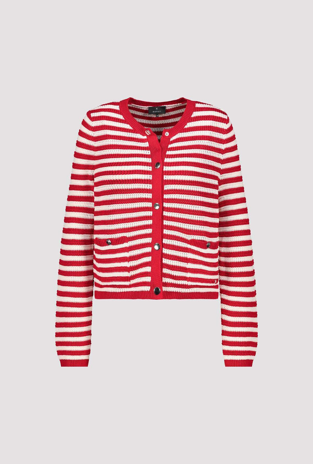 MONARI | CARDIGAN WITH STRIPES - CHILLI PEPPER STRIPED 410216