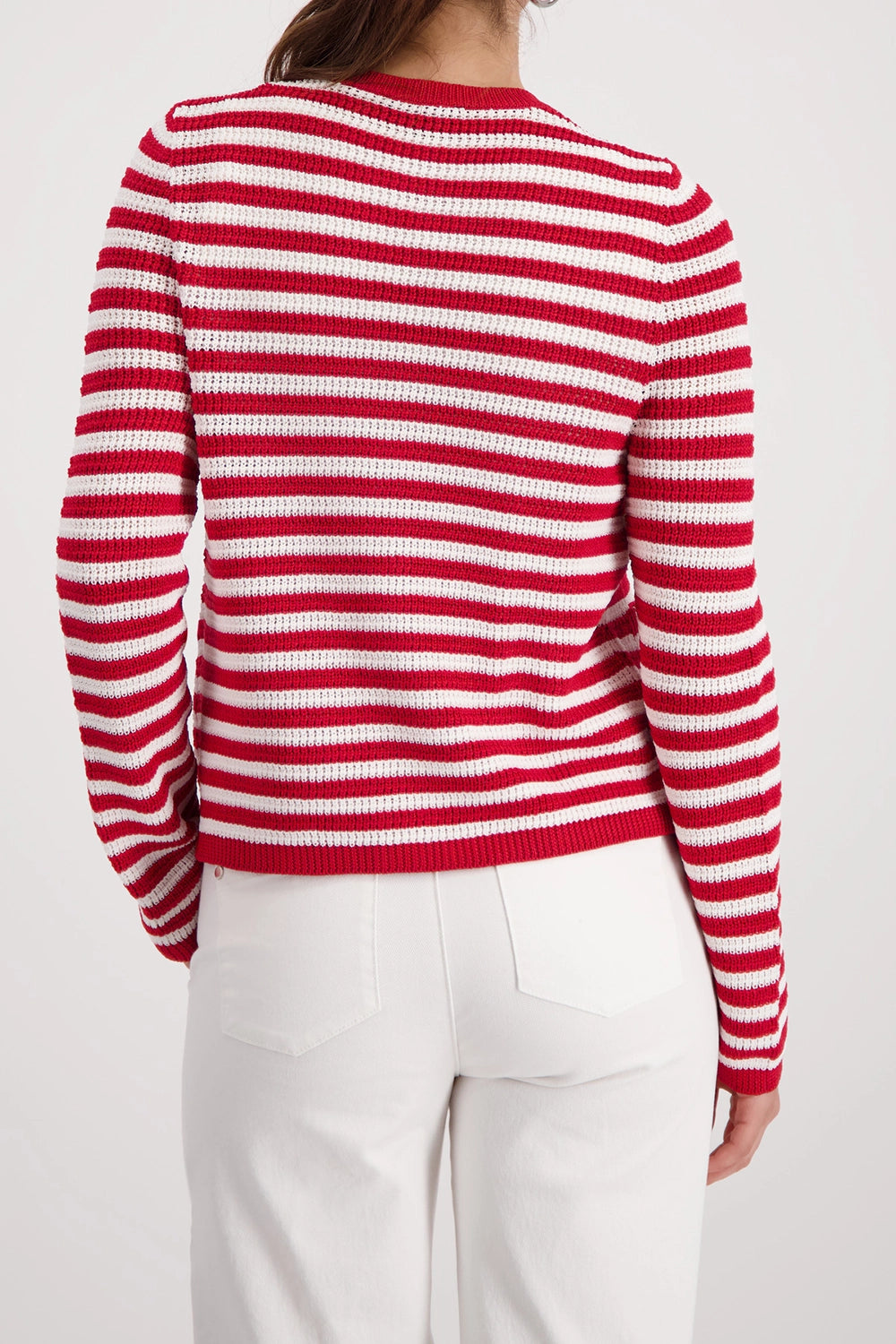 MONARI | CARDIGAN WITH STRIPES - CHILLI PEPPER STRIPED 410216