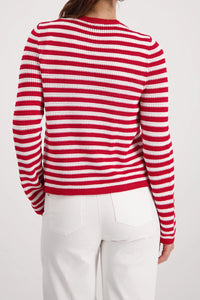 MONARI | CARDIGAN WITH STRIPES - CHILLI PEPPER STRIPED 410216