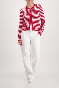 MONARI | CARDIGAN WITH STRIPES - CHILLI PEPPER STRIPED 410216