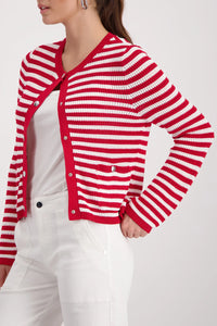 MONARI | CARDIGAN WITH STRIPES - CHILLI PEPPER STRIPED 410216