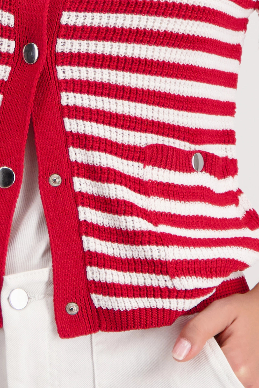 MONARI | CARDIGAN WITH STRIPES - CHILLI PEPPER STRIPED 410216