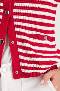 MONARI | CARDIGAN WITH STRIPES - CHILLI PEPPER STRIPED 410216