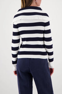 MONARI | TROYER CARDIGAN - MARINE STRIPED 410219