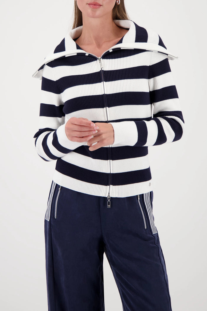MONARI | TROYER CARDIGAN - MARINE STRIPED 410219