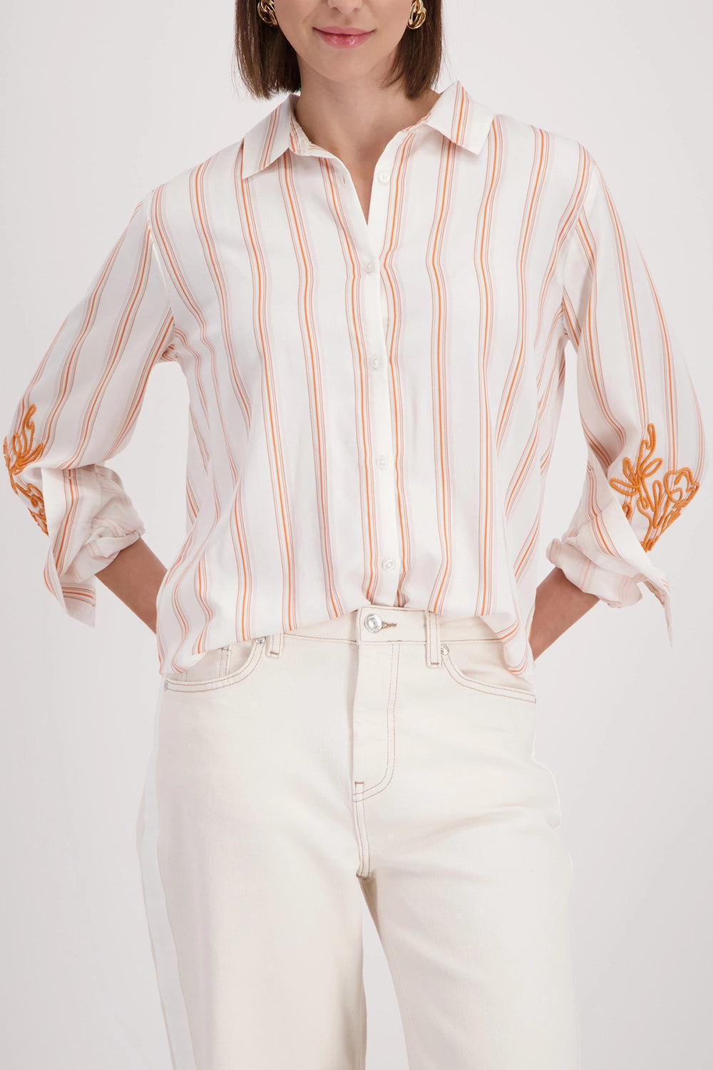 MONARI | SHIRT WITH CORD EMBROIDERY - OFF-WHITE PATTERN 410249