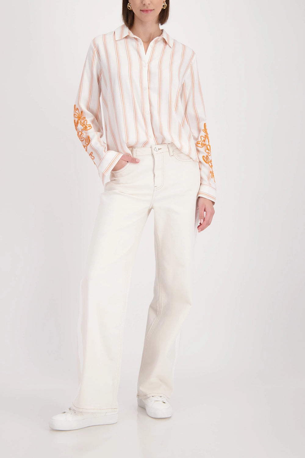 MONARI | SHIRT WITH CORD EMBROIDERY - OFF-WHITE PATTERN 410249