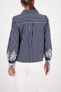 MONARI | BLOUSE WITH LACE - MARINE PATTERN 410344