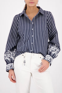 MONARI | BLOUSE WITH LACE - MARINE PATTERN 410344