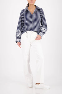 MONARI | BLOUSE WITH LACE - MARINE PATTERN 410344