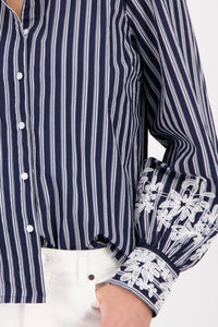 MONARI | BLOUSE WITH LACE - MARINE PATTERN 410344