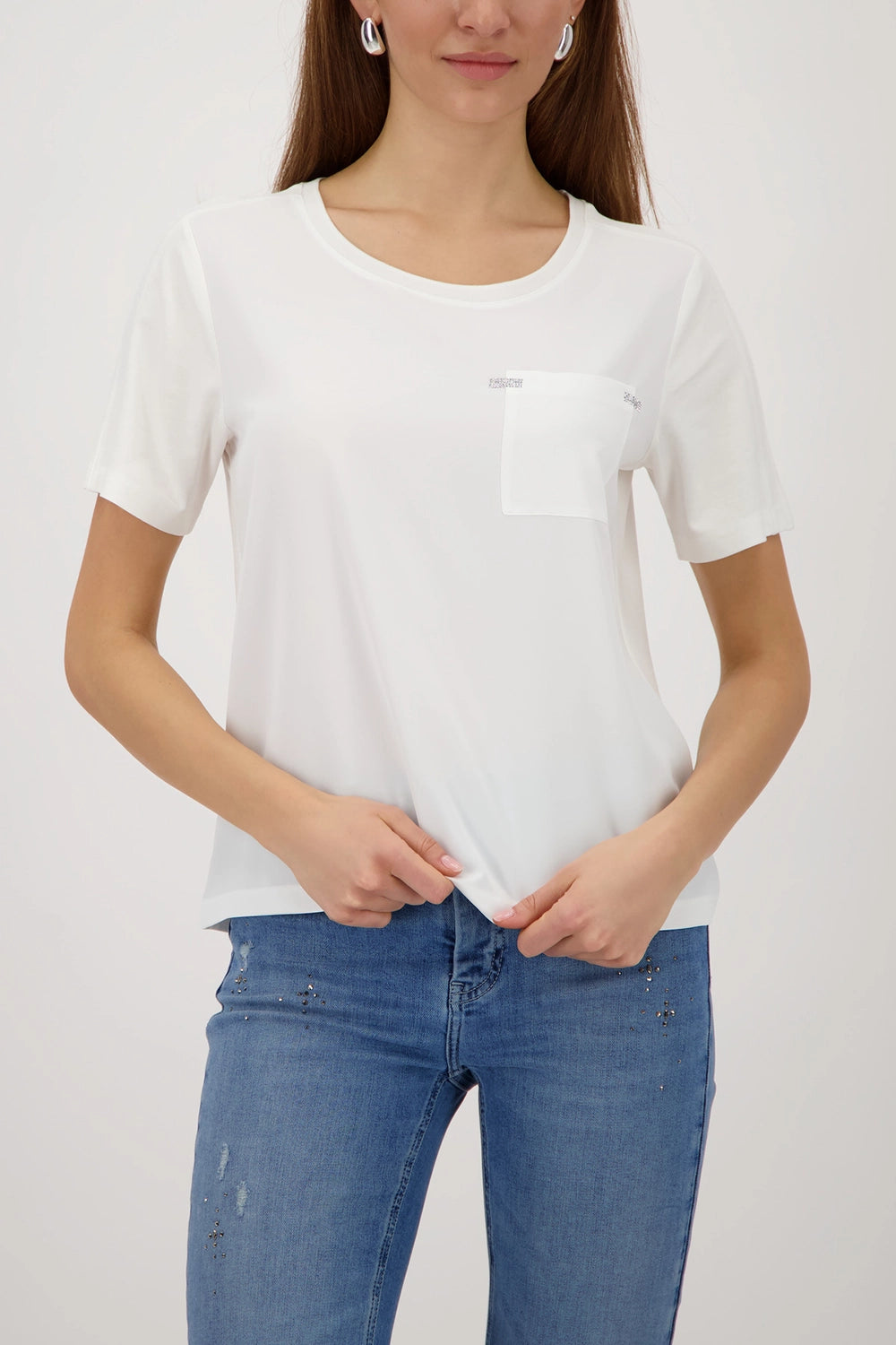 MONARI | BLOUSE WITH RHINESTONES - OFF-WHITE 410467